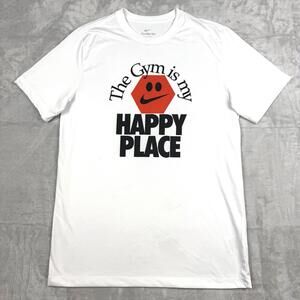 Nike Dri-FIT “The Gym Is My Happy Place” White Graphic Training T-Shirt Men’s M